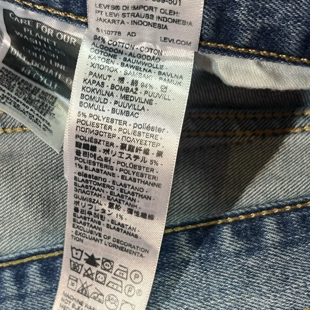 Levi's 501 Jeans Men's 35x30 Blue Denim Straight Leg Button Fly Stretch Euc